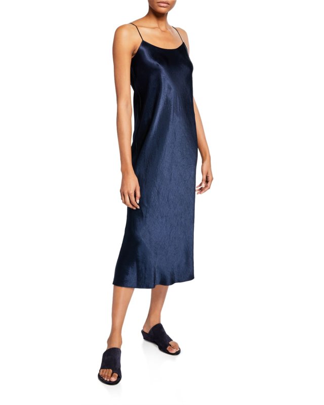 Satin Midi Slip Dress